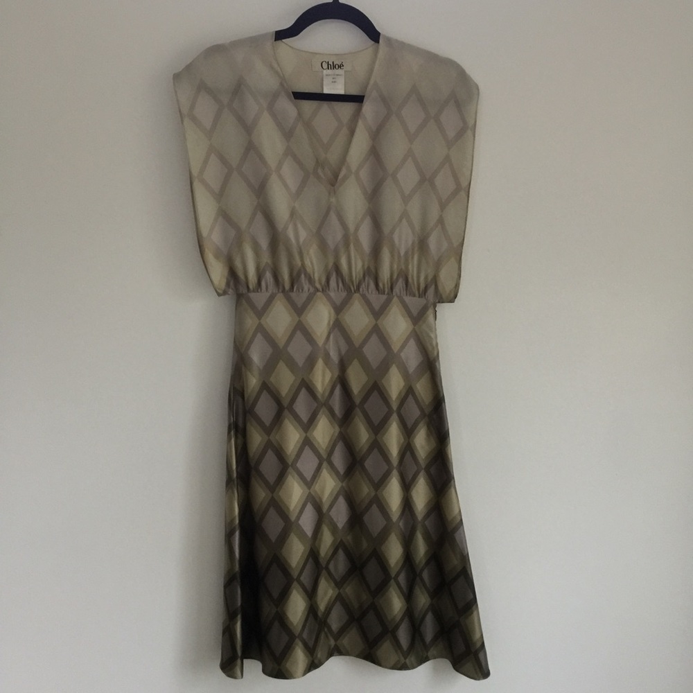 CHLOE Silk Mini Dress 100% Silk Ombré Patterned